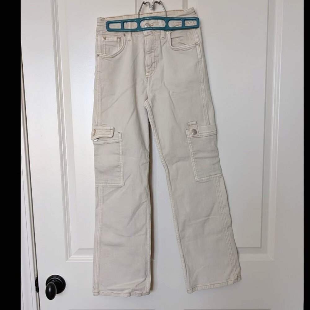 Zara Cream Cargo Jeans for Kids - Off-White